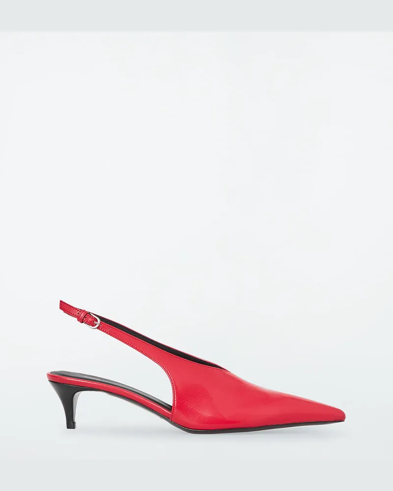 COS Spitze Kitten-Heels Aus Leder Mit Slingback-Riemen Rot