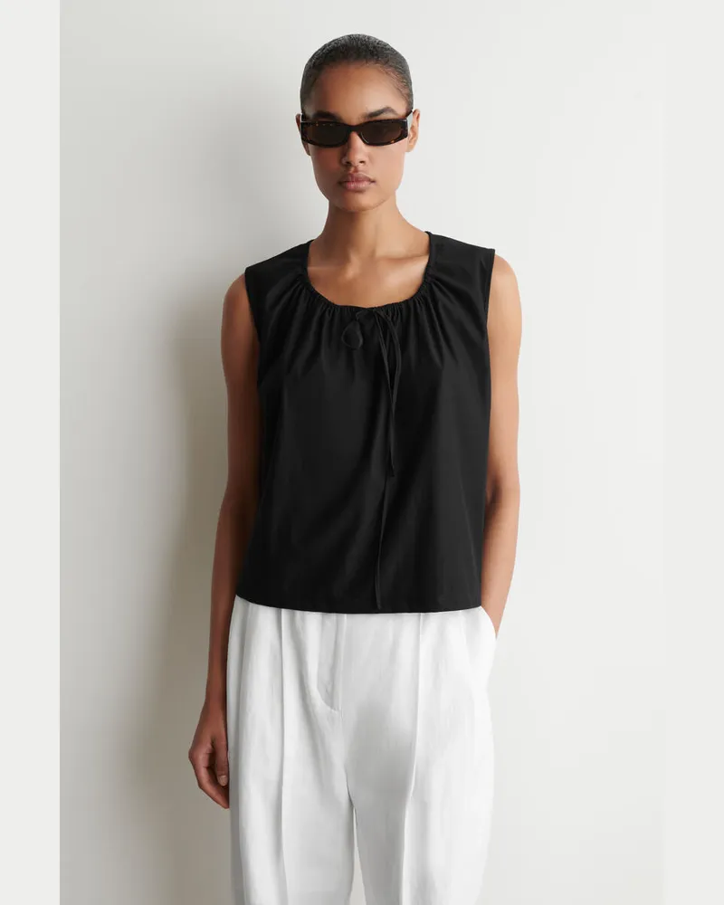 COS Tanktop Aus Jersey Mit Raffungen Am Ausschnitt Schwarz
