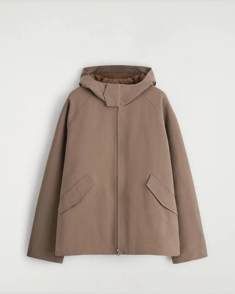 COS Kapuzenjacke Aus Technischer Baumwolle Braun