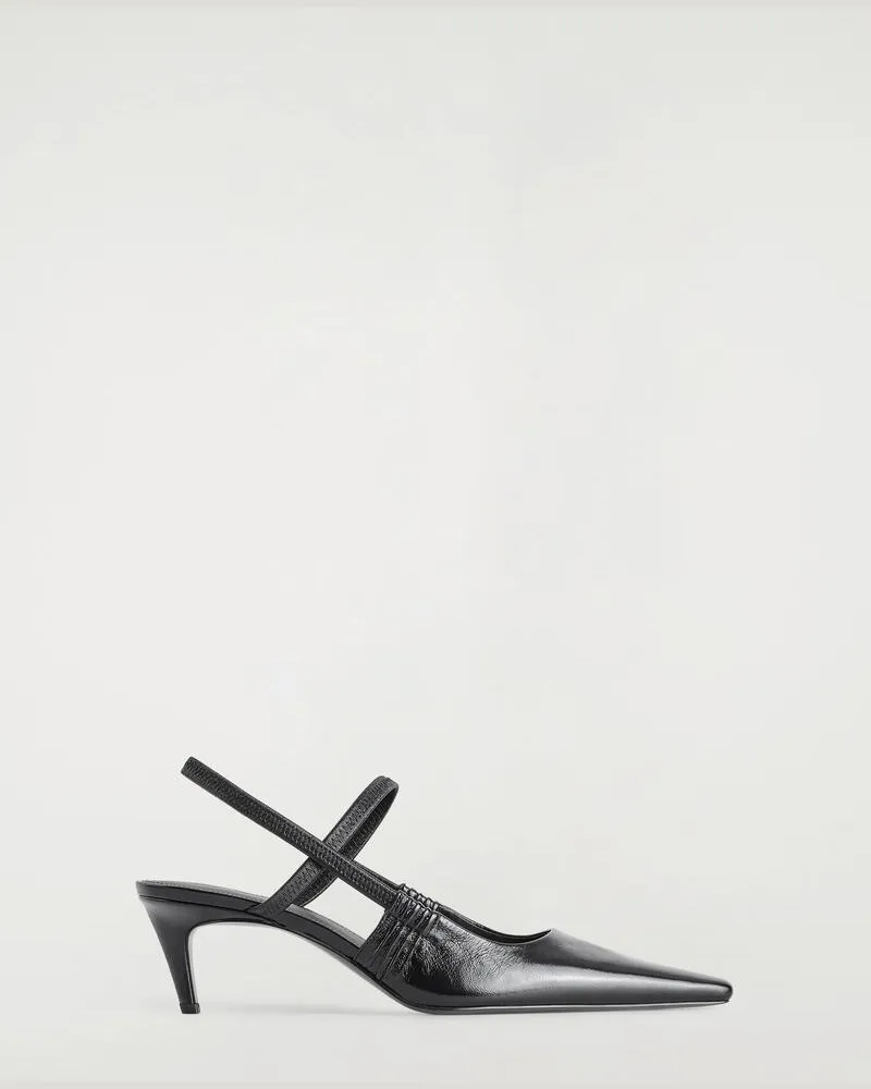 COS Spitze Kitten-Heels Aus Leder Mit Slingback-Riemen Schwarz