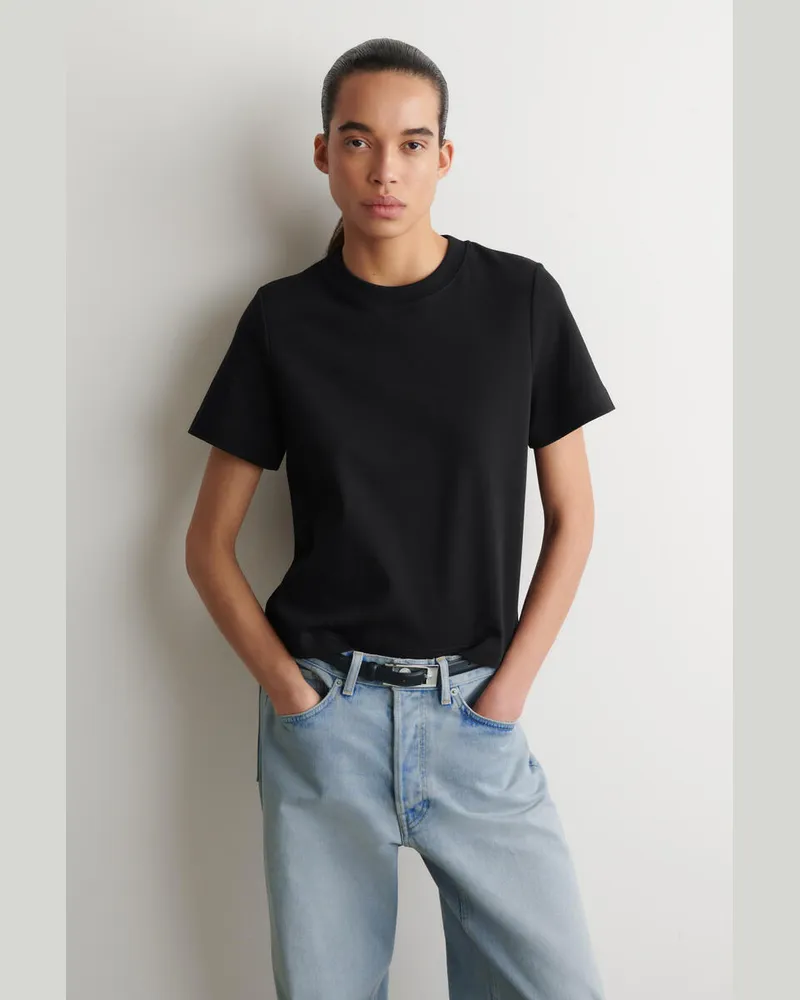 COS Schlichtes T-Shirt Schwarz