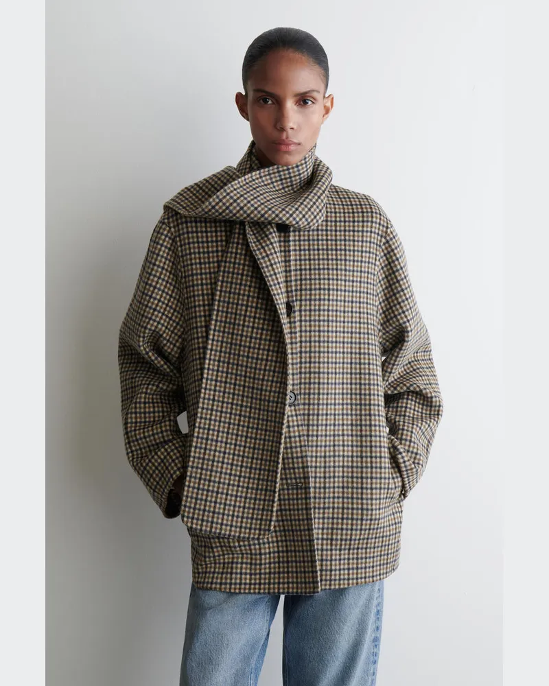 COS Doubleface-Wollmantel Mit Schal Beige