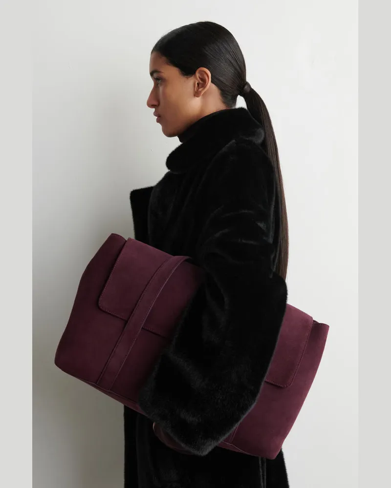 COS Easel Tote Bag - Veloursleder Rot