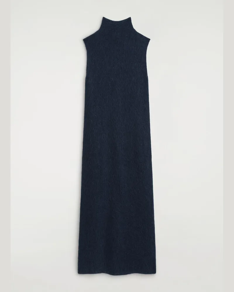 COS Gebürstetes Kleid Mit Stehkragen Blau