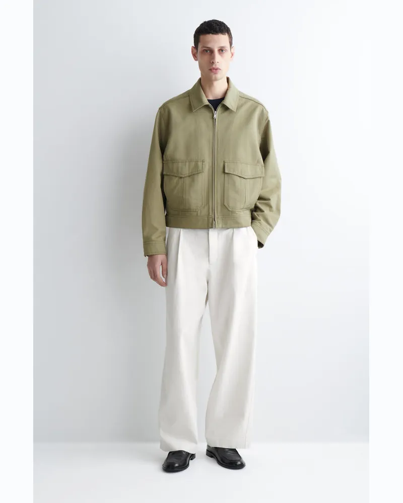 COS Hose Aus Denim Mit Weitem Bein Und Bügelfalten Weiß