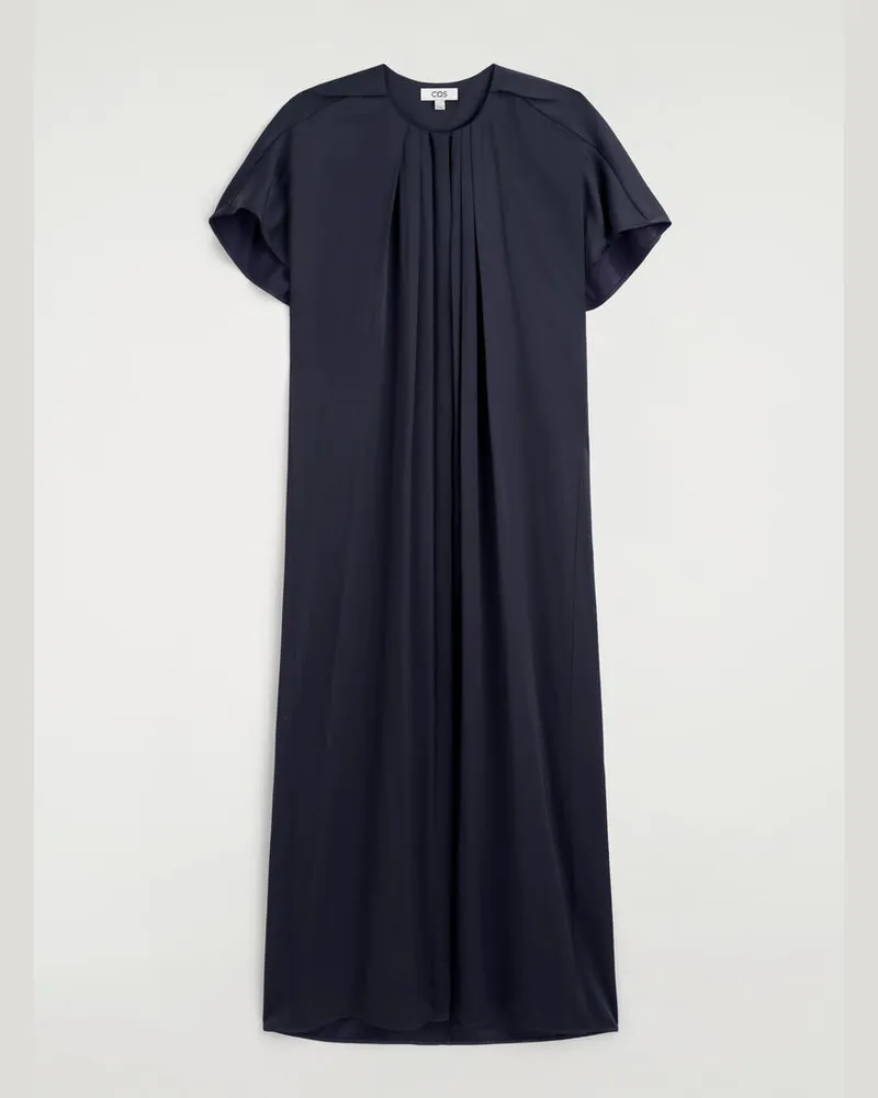 COS Midikleid Aus Satin Mit Gürtel Und Falten Blau