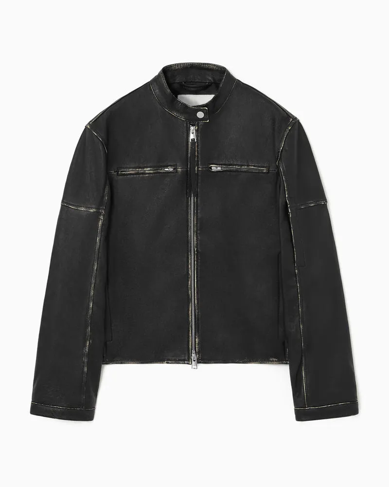 COS Lederjacke Im Motocross-Stil Schwarz