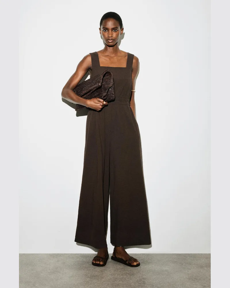COS Jumpsuit Aus Seersucker Mit Weitem Bein Braun