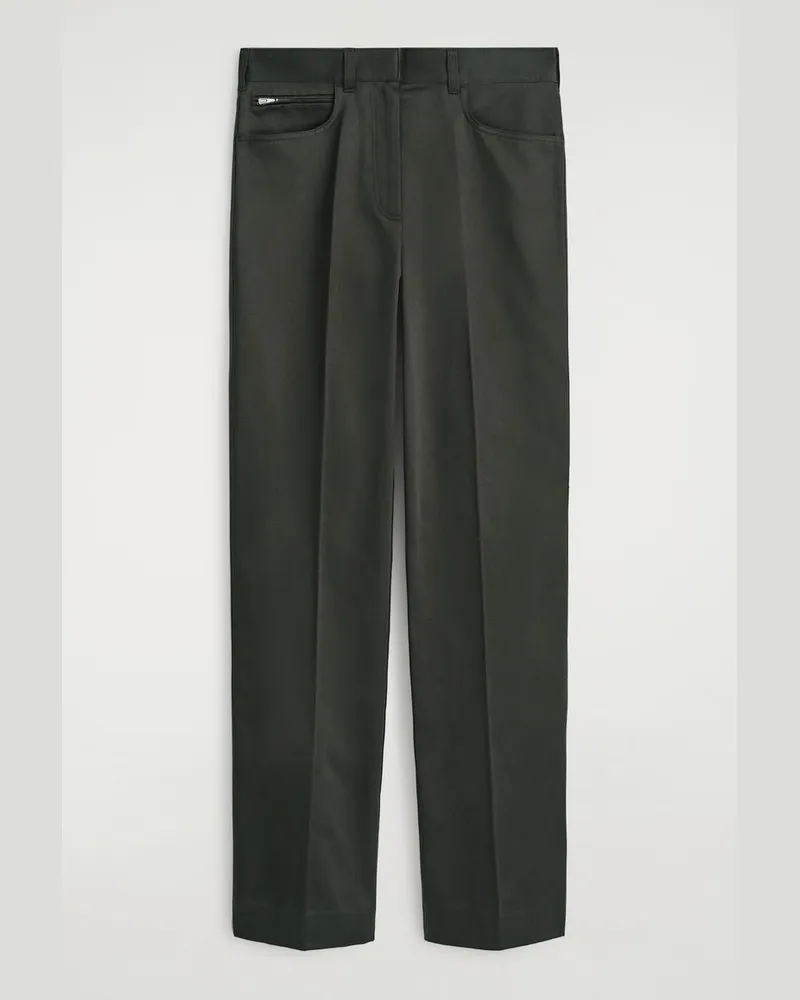 COS Hose Aus Satin Mit Geradem Bein Grün