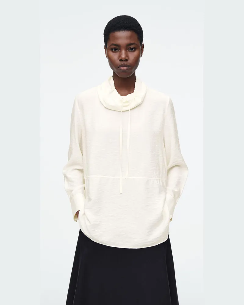 COS Bluse Mit Stehkragen Mit Kordelzug Weiß
