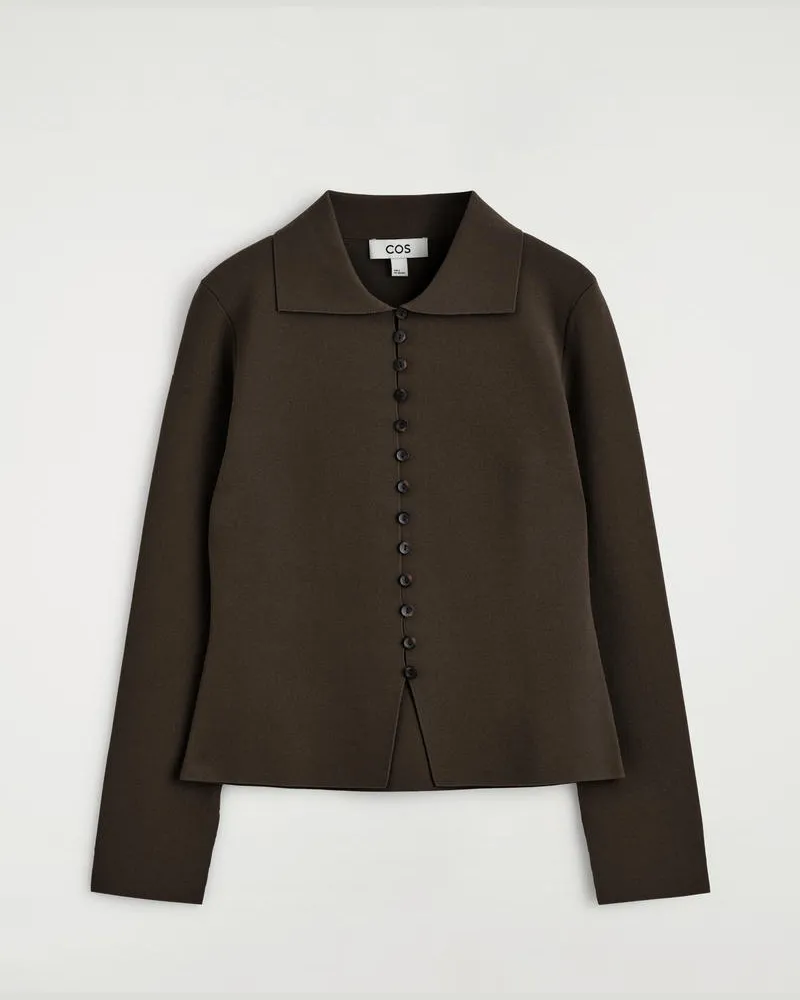 COS Taillierte Strickjacke Aus Feinstrick Braun
