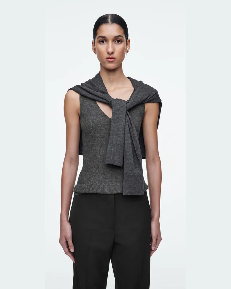 COS Schmales Geripptes Tanktop Aus Kaschmir Grau
