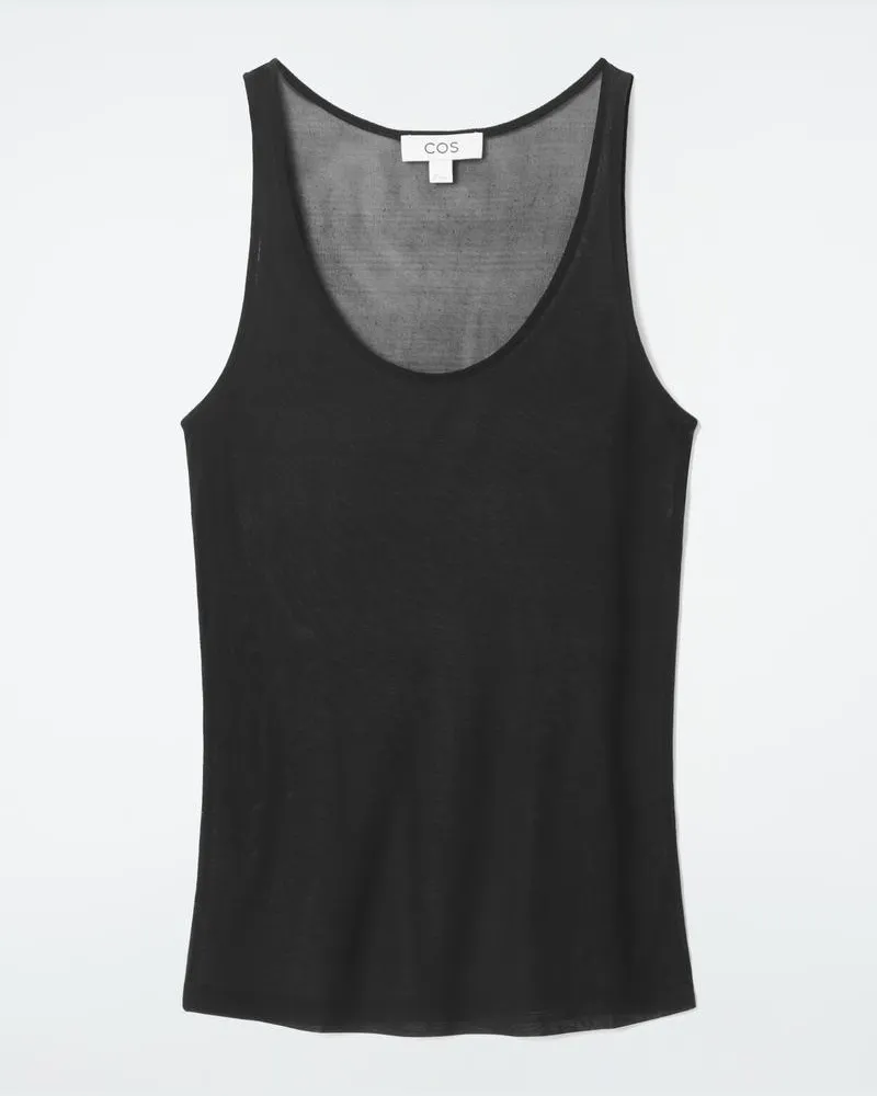 COS Tanktop Aus Seide Schwarz