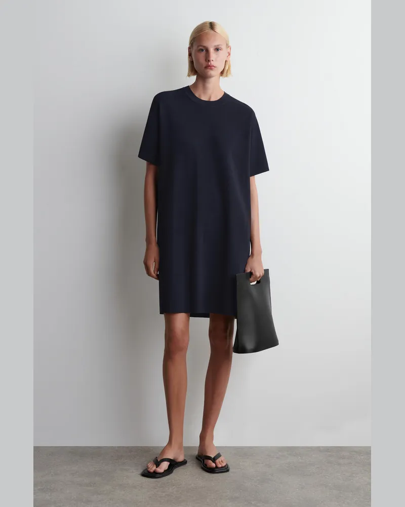 COS Gestricktes T-Shirt-Kleid Blau