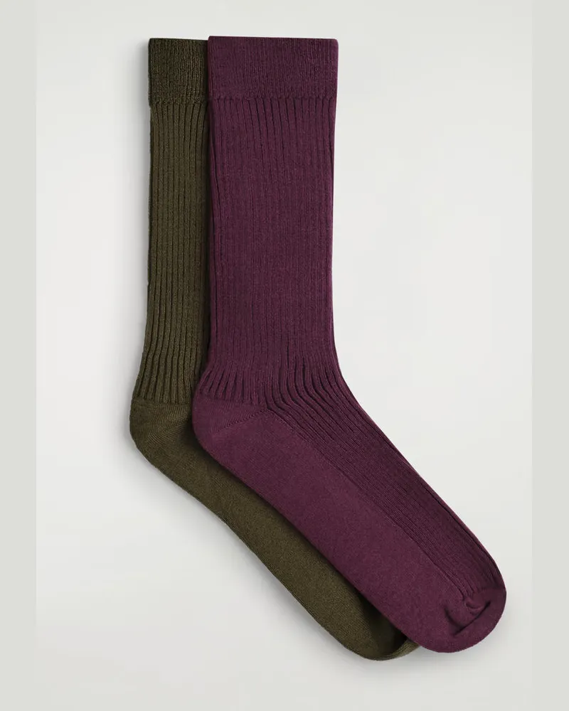 COS 2Er-Pack Gerippte Socken Rot