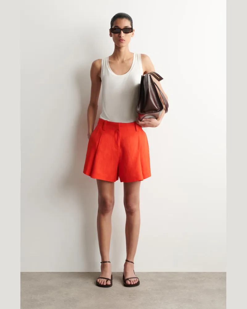 COS Leinenshorts Mit Falten Und Gürtel Orange