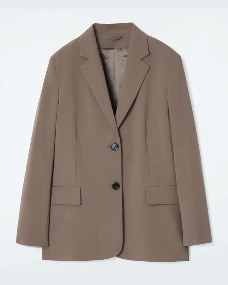 COS Lockerer Einreihiger Blazer Aus Woll-Mix Beige
