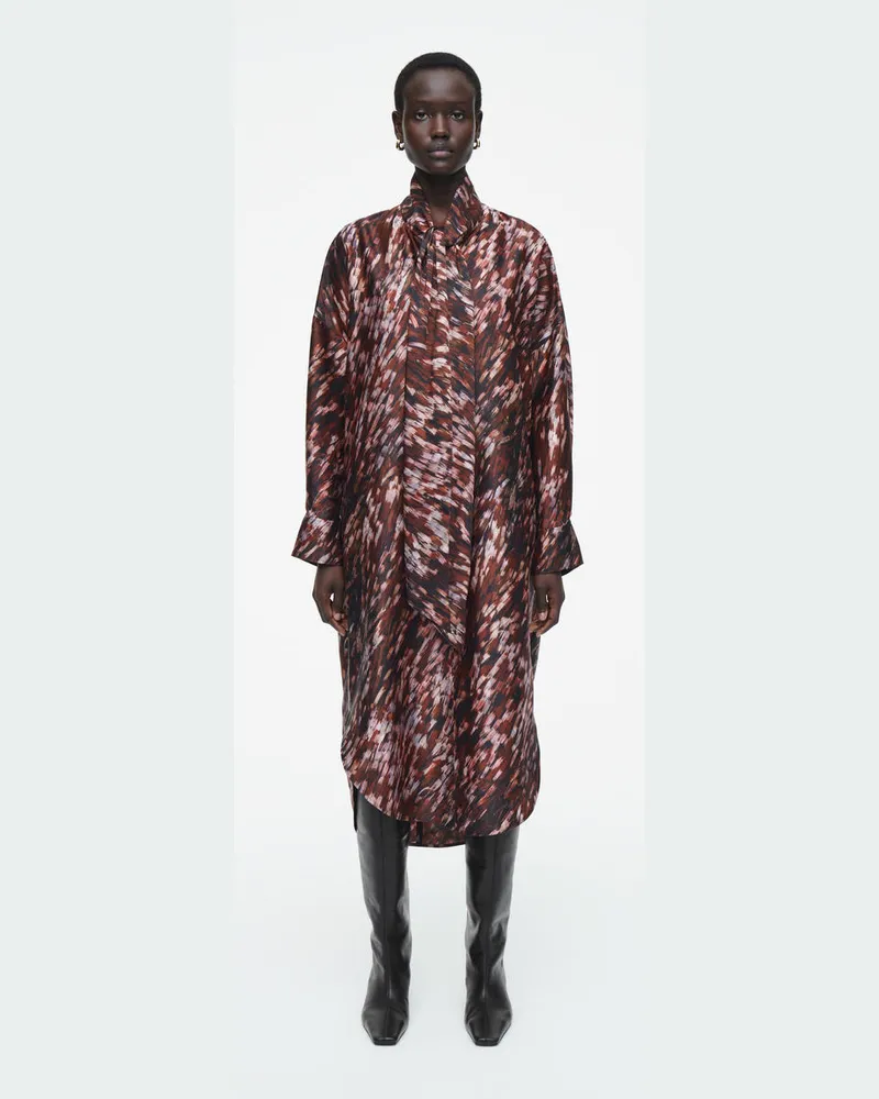 COS Bedrucktes Midikleid Mit Schaldetail Rot