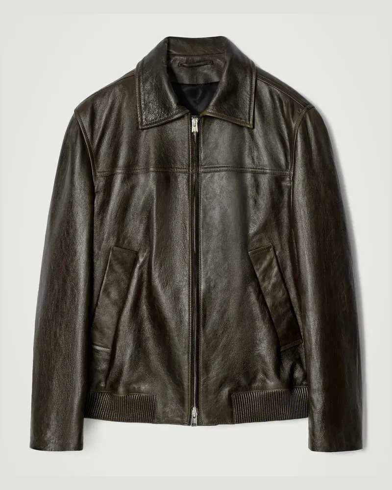 COS Fliegerjacke Aus Leder Blau