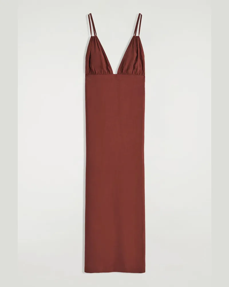 COS Maxikleid Mit V-Ausschnitt Und Raffungen Rot