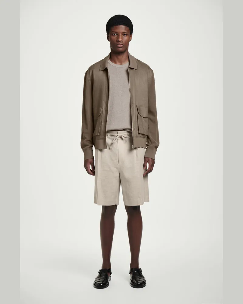 COS Elegante Leinenshorts Mit Kordelzugbund Beige