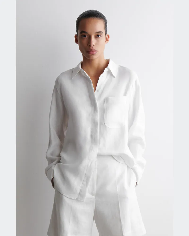 COS Oversized-Hemd Aus Leinen Weiß