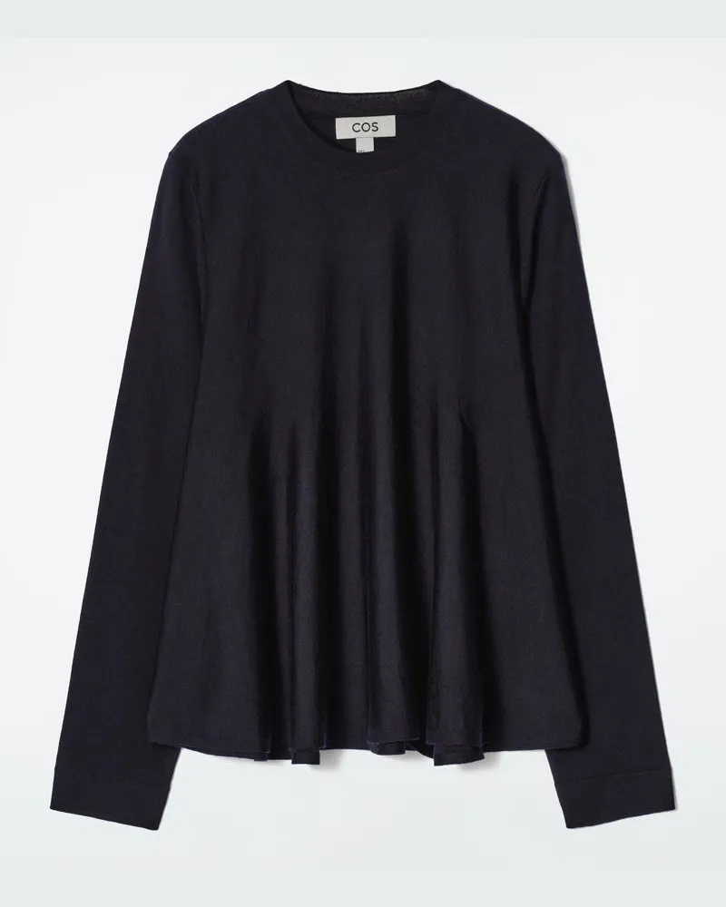 COS Trapezförmiger Pullover Aus Merinowolle Blau