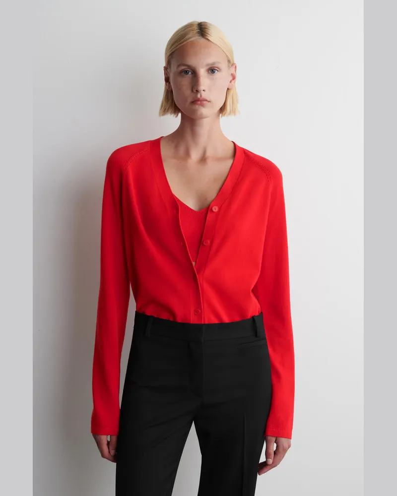 COS Strickjacke Aus Baumwolle Mit V-Ausschnitt Rot