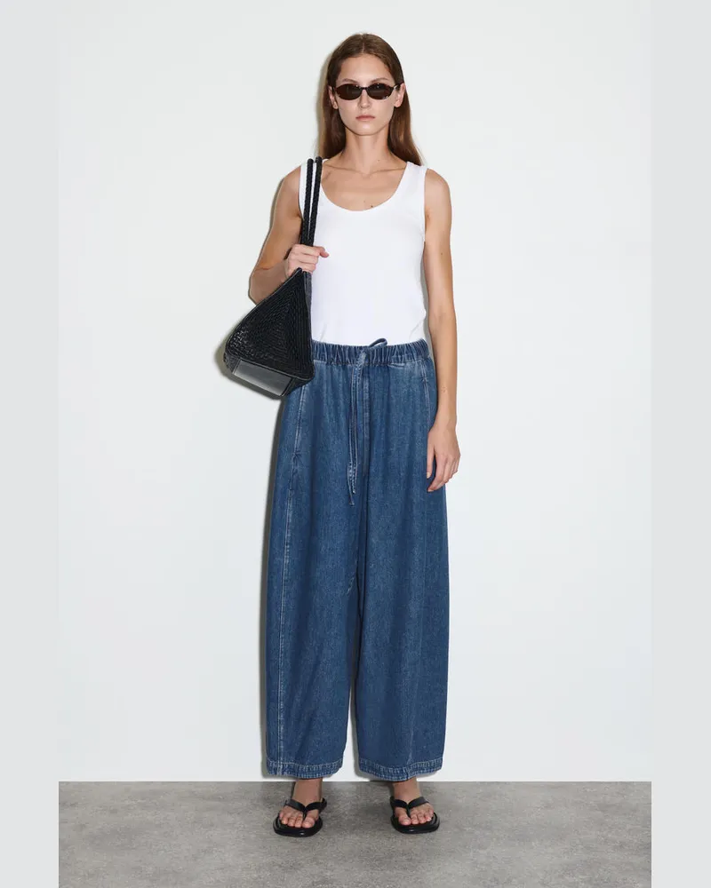 COS Hose Aus Denim Mit Kordelzugbund Und Barrel-Bein Blau