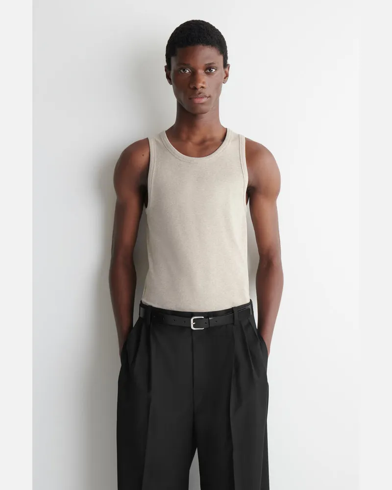 COS Schmales Geripptes Tanktop Aus Baumwolle Beige