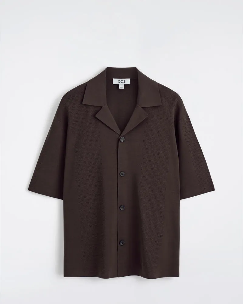 COS Kurzarmhemd Aus Strick Mit Lochmuster Braun