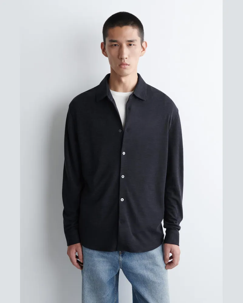 COS Jerseyhemd Aus Woll-Mix Blau