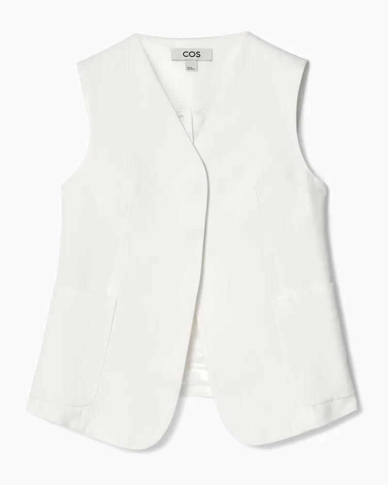 COS Weste Aus Leinen-Mix Mit Wickelfront Weiß
