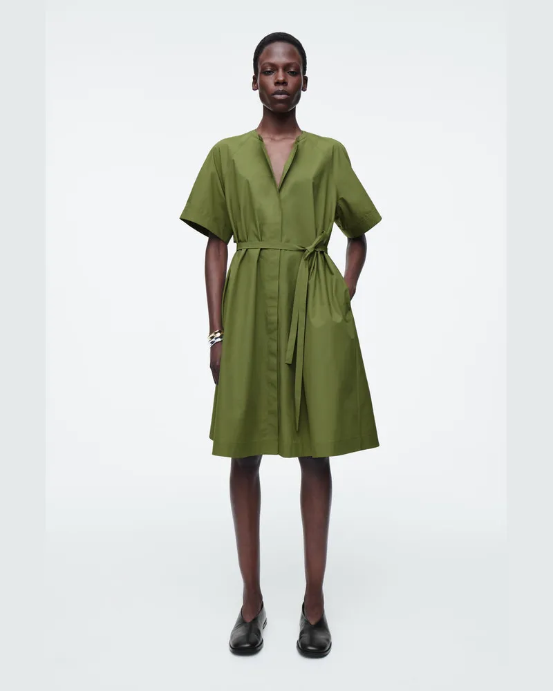 COS Midikleid Aus Baumwolle Mit Raglanärmeln Grün