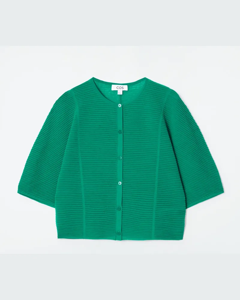 COS Verkürzte, Kurzärmlige Strickjacke Grün