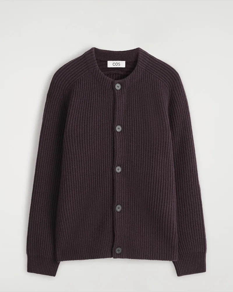 COS Strickjacke Aus Wolle Mit Rundhalsausschnitt Rot