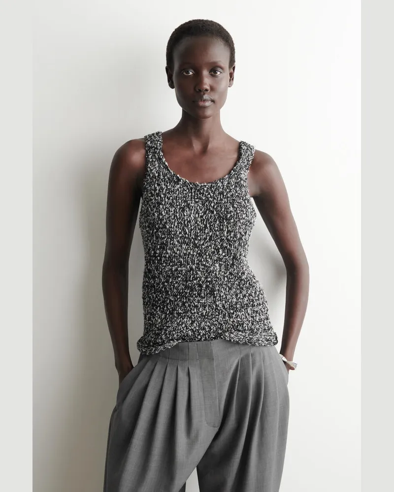 COS Zweifarbiges Markantes Strick-Tanktop Schwarz