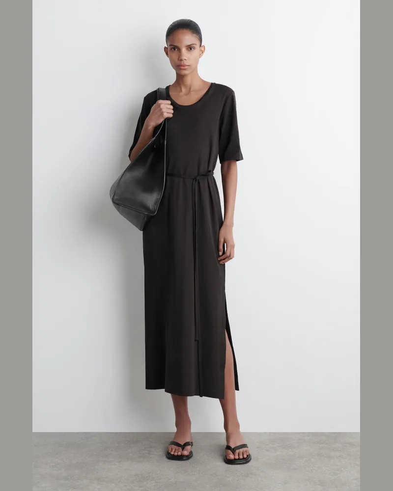 COS T-Shirt-Kleid In Midilänge Mit Gürtel Braun