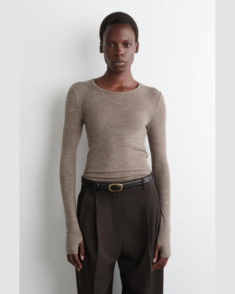 COS Schmal Geschnittenes Oberteil Aus Merinowolle Beige