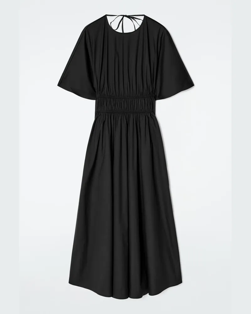 COS Midikleid Mit Rückenausschnitt Und Raffungen Schwarz