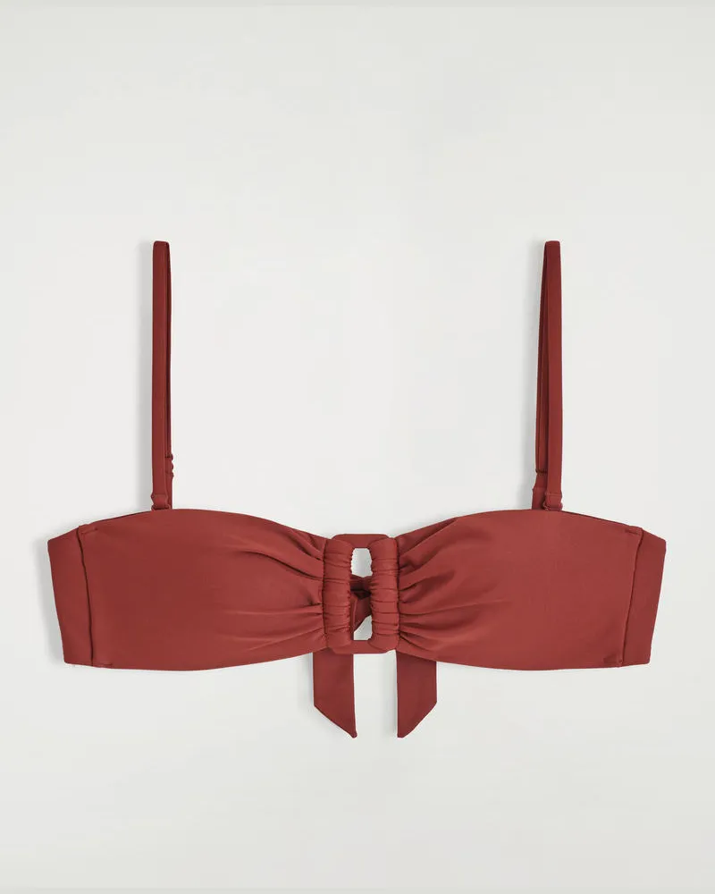 COS Bandeau-Bikinioberteil Mit Raffung Rot