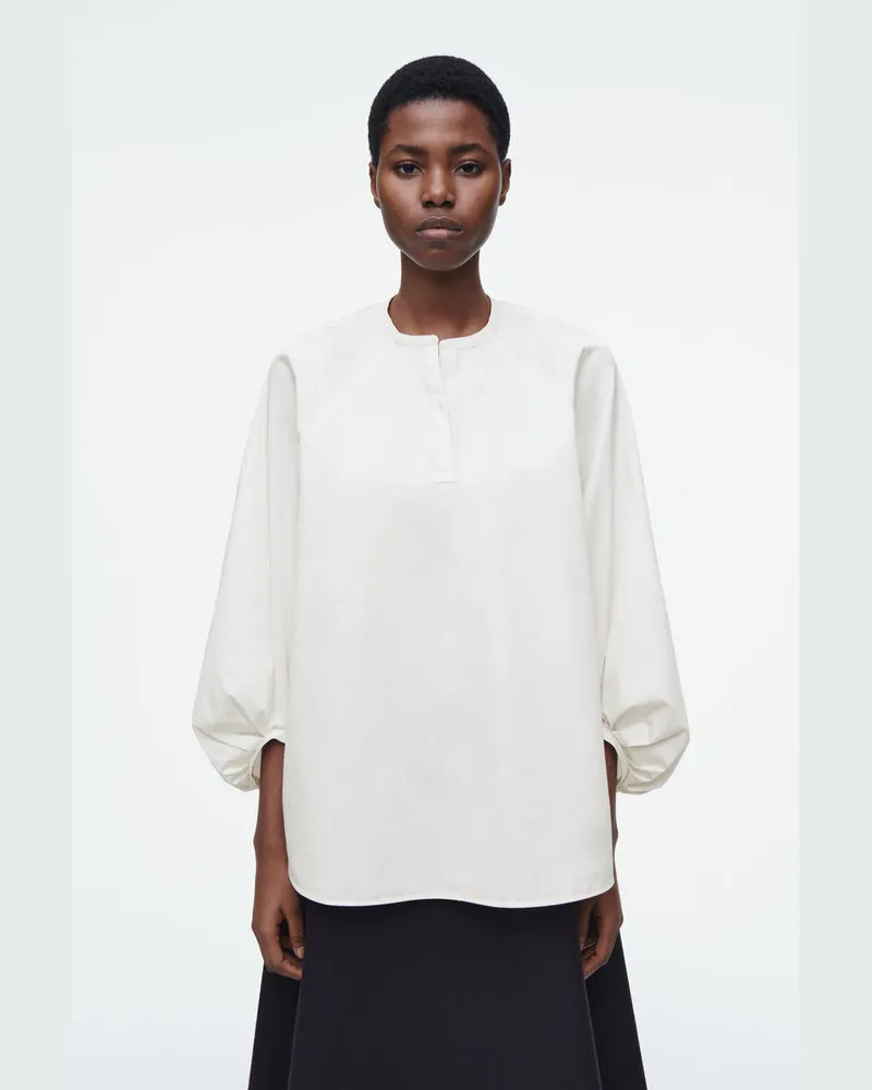 COS Bluse Mit Ballonärmeln Weiß