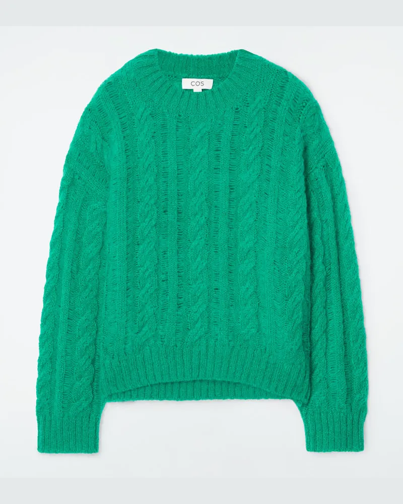 COS Mohairpullover Mit Zopfmuster Grün