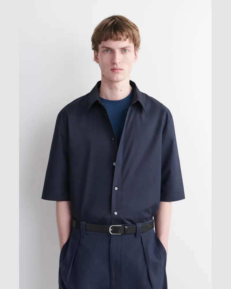 COS Kurzarm-Hemd Aus Baumwolle Blau