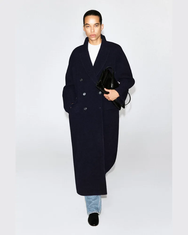 COS Langer Mantel Aus Doubleface-Woll-Mix Blau