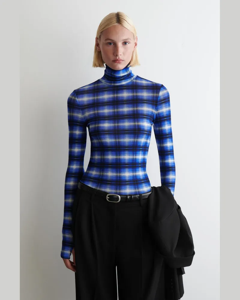 COS Oberteil Aus Merinowolle Mit Hohem Kragen Blau