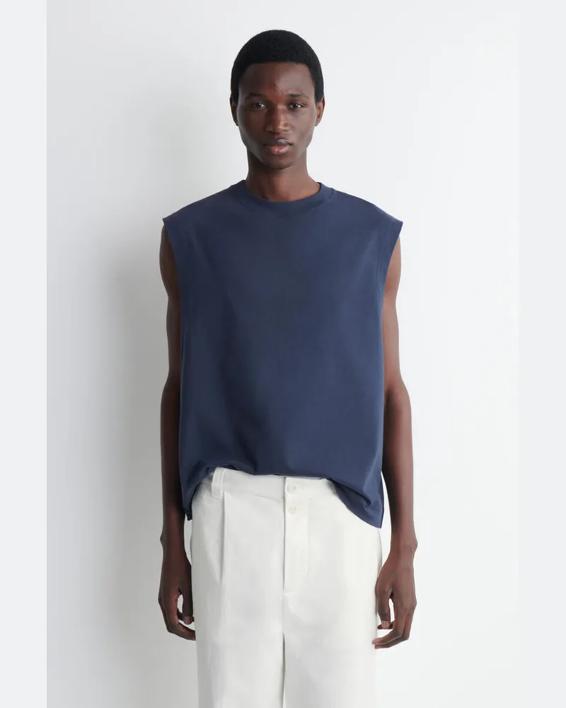 COS Lockeres Tanktop Aus Baumwoll-Crêpe Blau