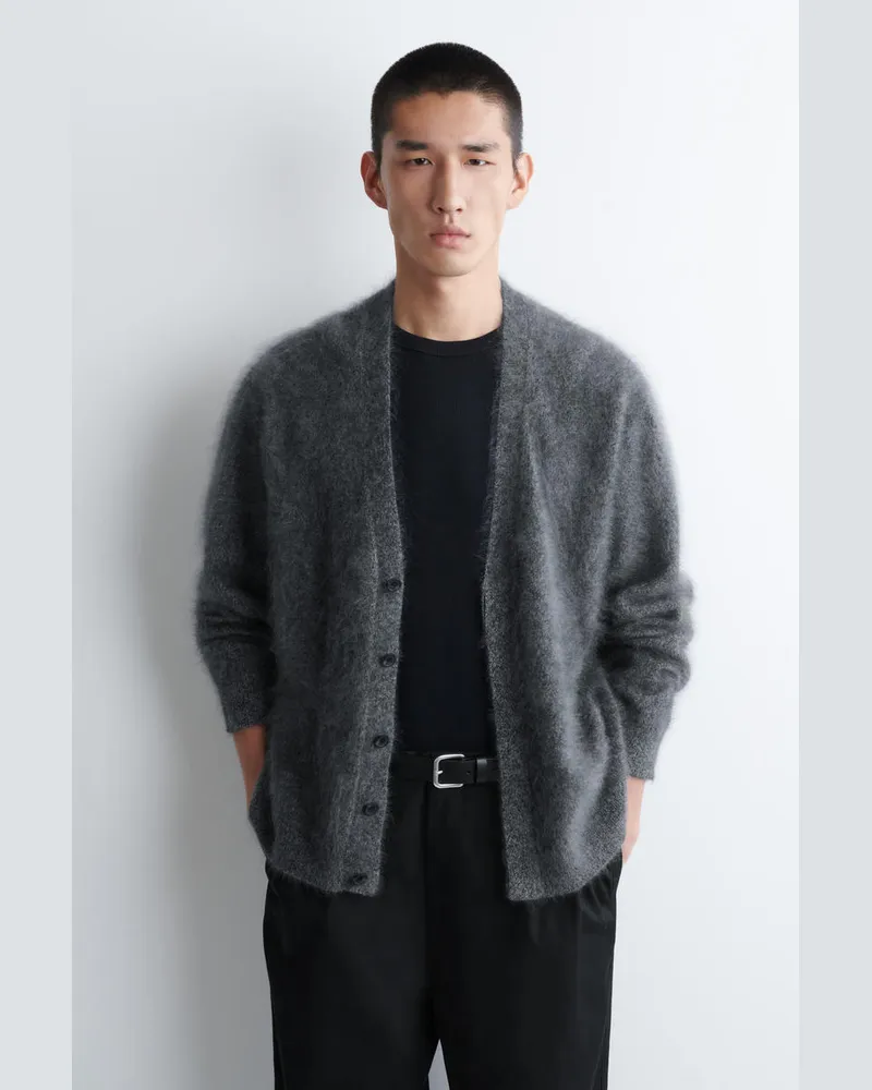 COS Strickjacke Aus Gebürstetem Kaschmir Grau