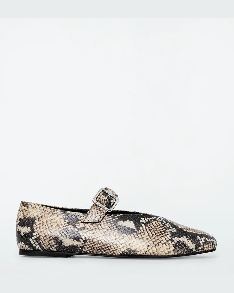 COS Flache Ballerinas Aus Leder Mit Schlangenmuster Beige