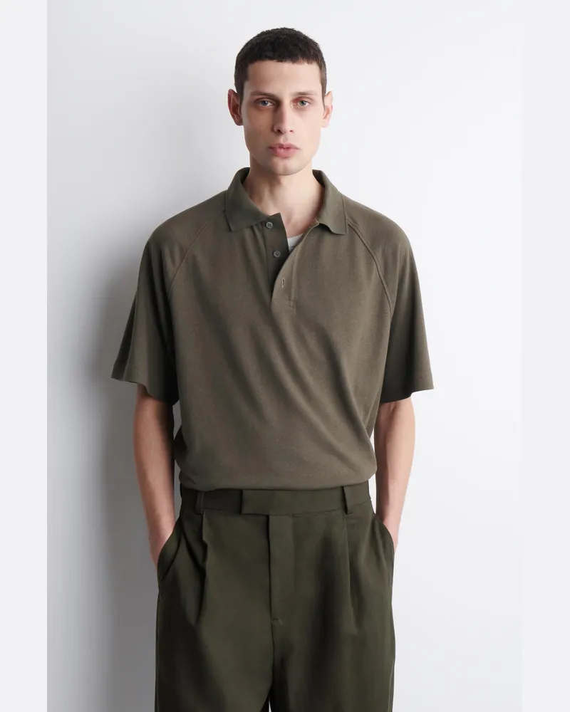 COS Lockeres Poloshirt Aus Baumwoll-Leinen-Mix Braun